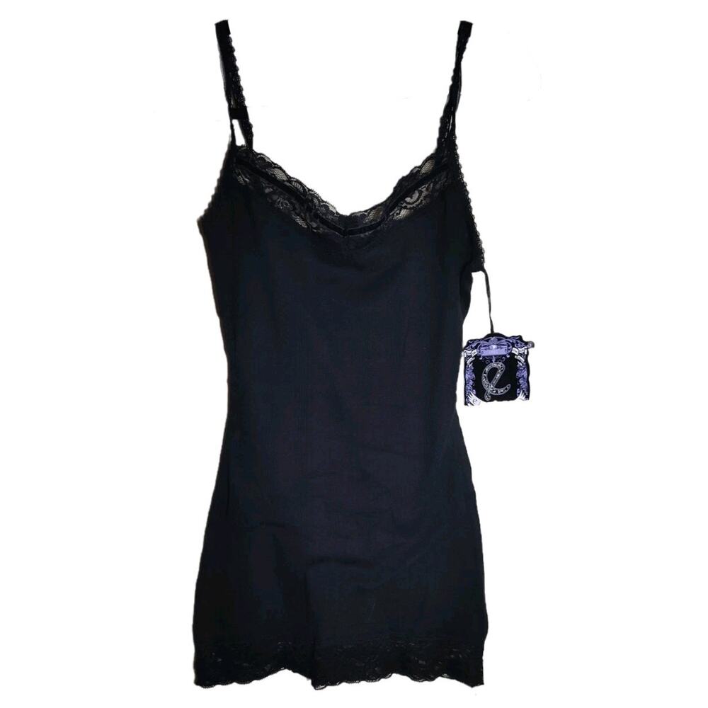 Ellemenno‎ Y2K Ebony Black Women's Lace Babydoll Tank Top Size Medium